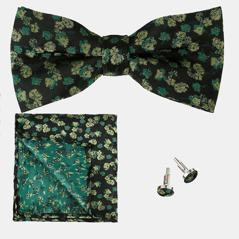 Conjunto de 3 pajaritas cuadradas de bolsillo con diseño floral de rosas para caballero