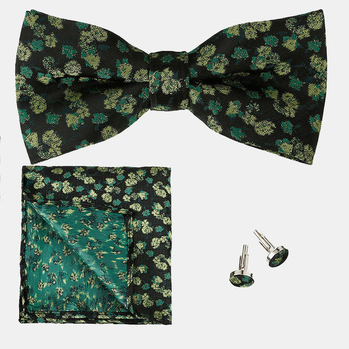 Conjunto de 3 pajaritas cuadradas de bolsillo con diseño floral de rosas para caballero