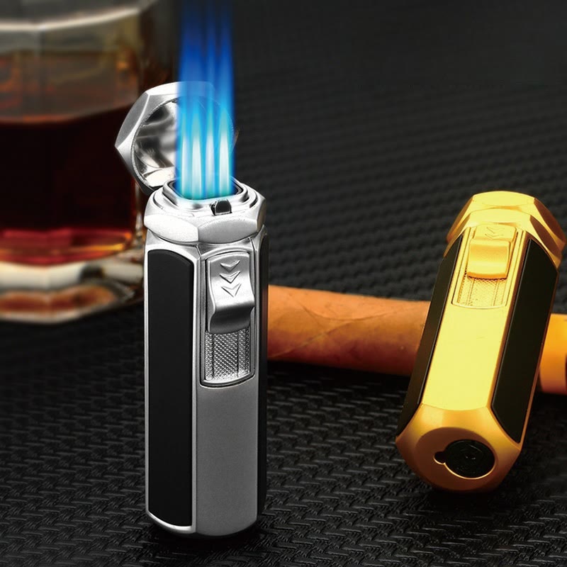 Encendedor de butano recargable de cuatro llamas con cuatro quemadores