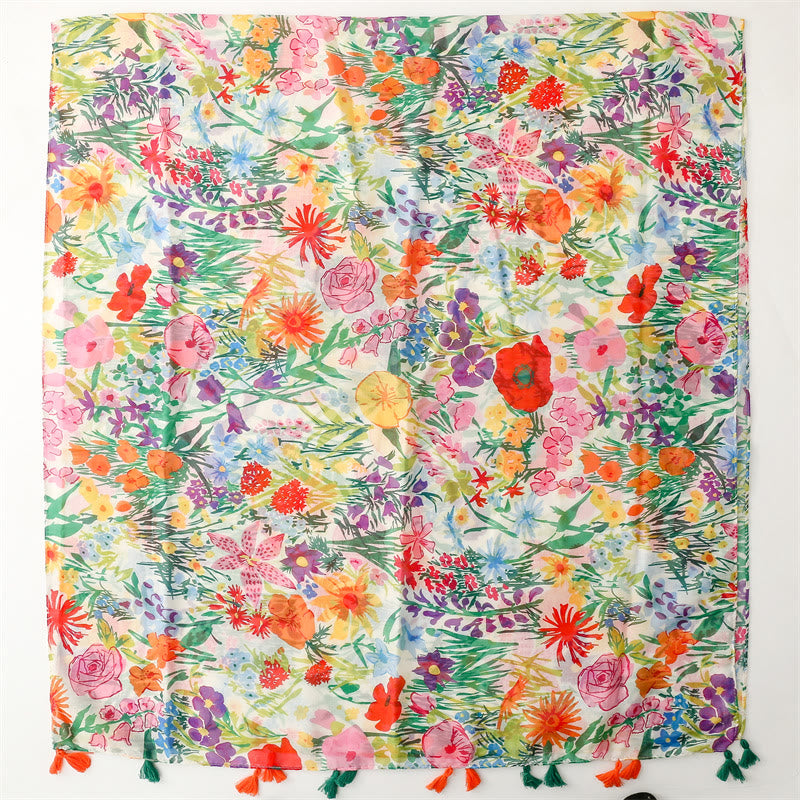 Bufanda fina y ligera con estampado floral colorido para mujer