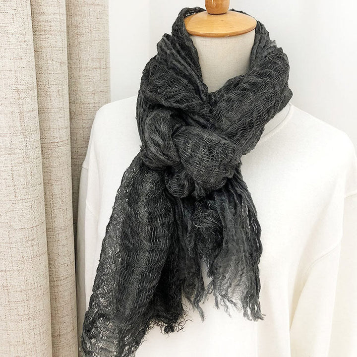 Bufanda fina estilo chal ligero de color sólido retro para mujer