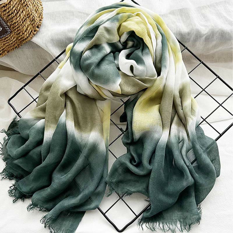 Bufanda fina y ligera con estampado artístico tie-dye para mujer