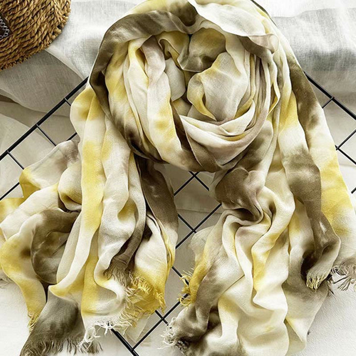 Bufanda fina y ligera con estampado artístico tie-dye para mujer