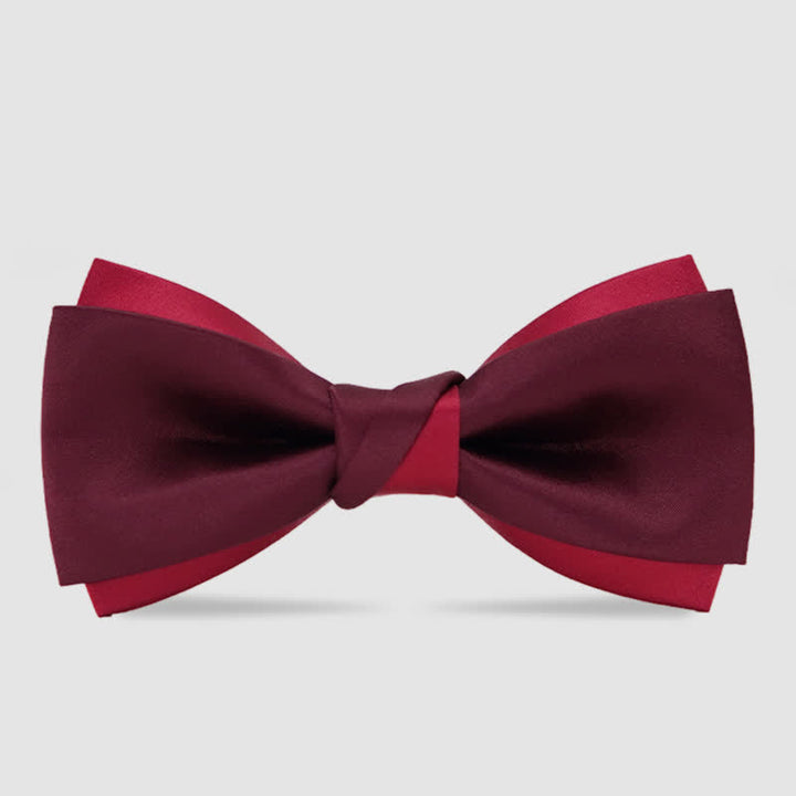 Pajarita formal de esmoquin de dos capas roja para hombre