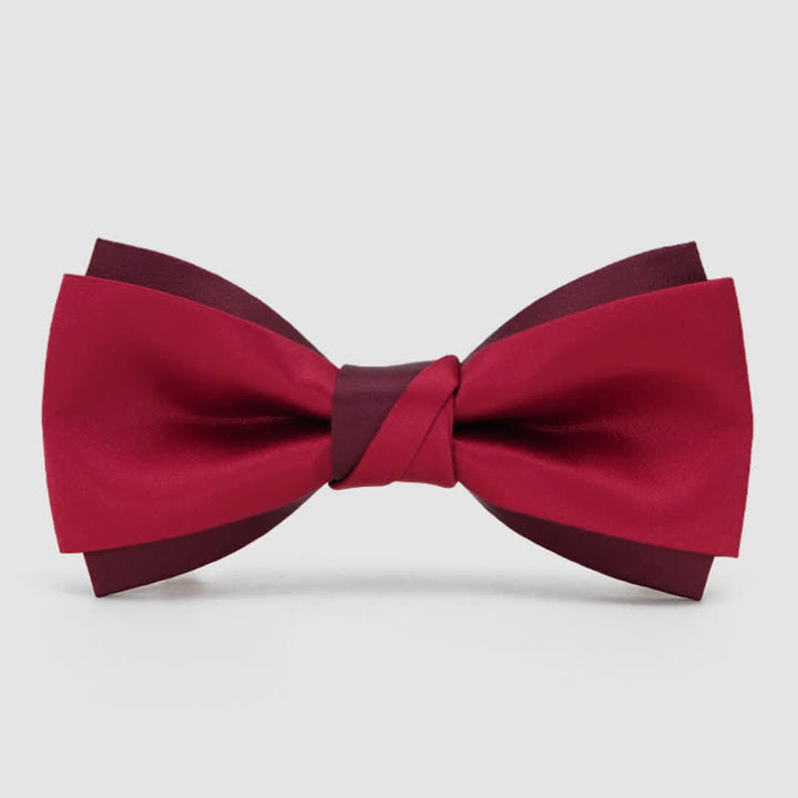 Pajarita formal de esmoquin de dos capas roja para hombre