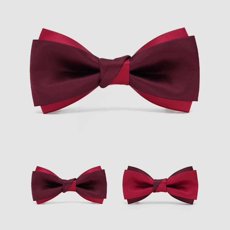 Pajarita formal de esmoquin de dos capas roja para hombre