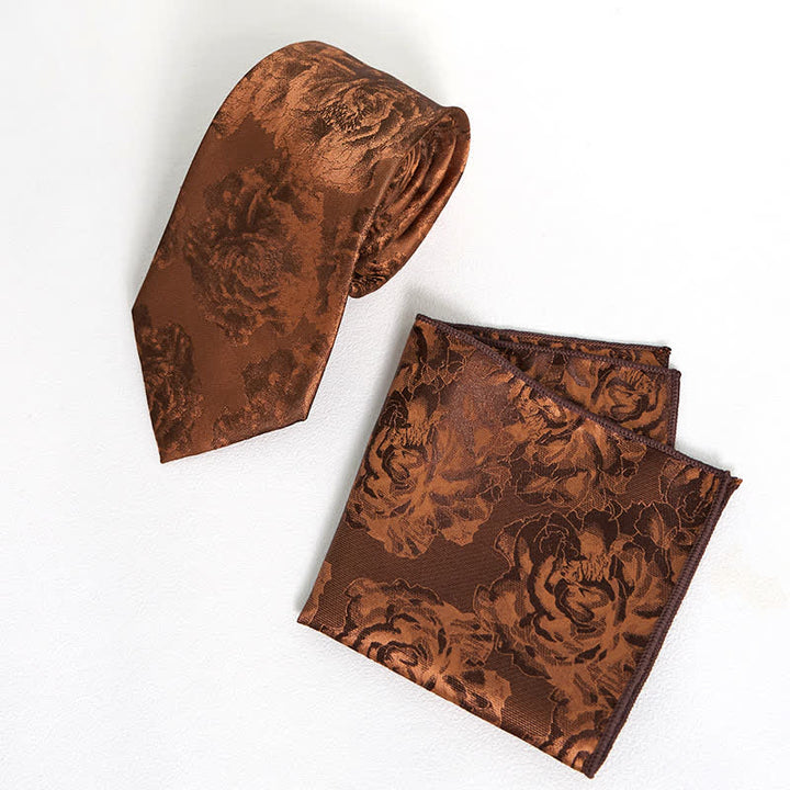 Corbata de bolsillo clásica con flores de peonía peruana para hombre