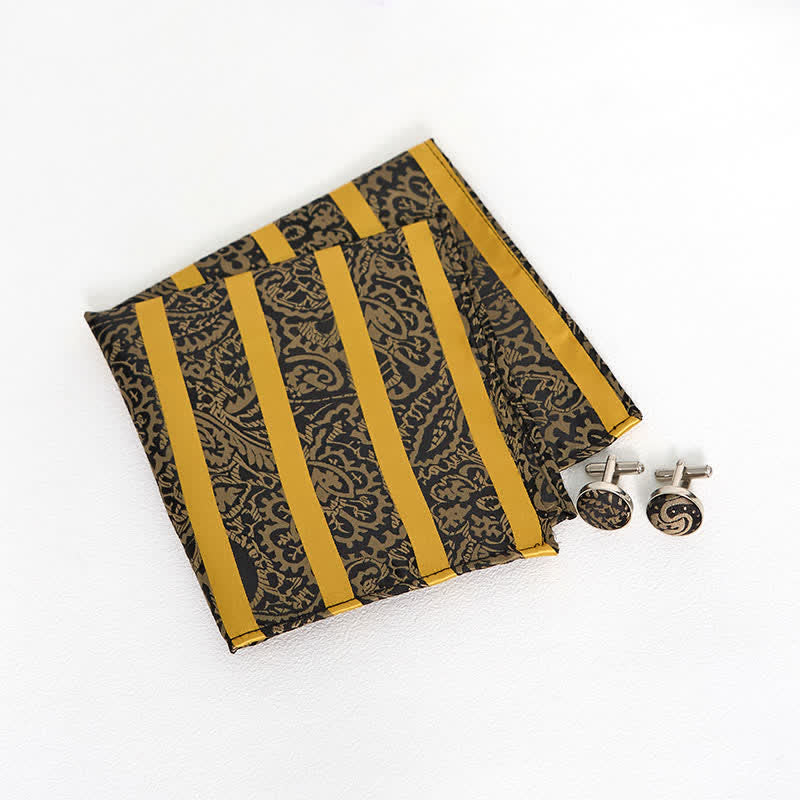 Conjunto de 3 corbatas de cachemira con rayas amarillas para hombre