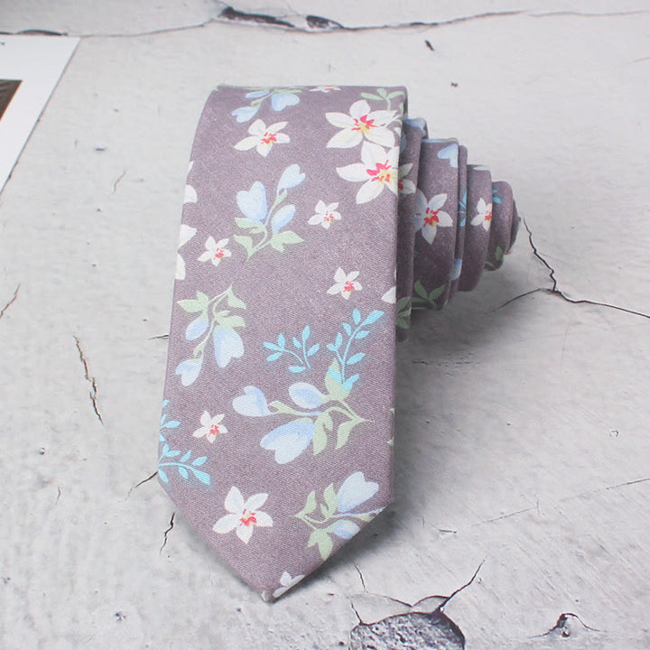 Corbata de poliéster con flores azul claro para hombre