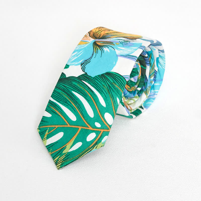 Corbata ajustada de algodón con estampado floral para hombre