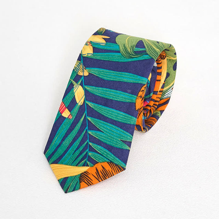 Corbata ajustada de algodón con estampado floral para hombre