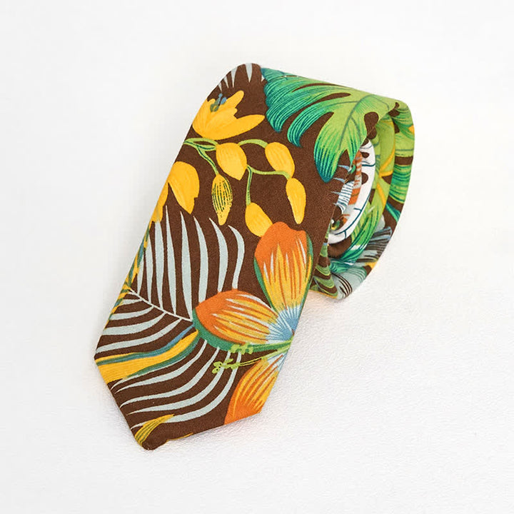 Corbata ajustada de algodón con estampado floral para hombre