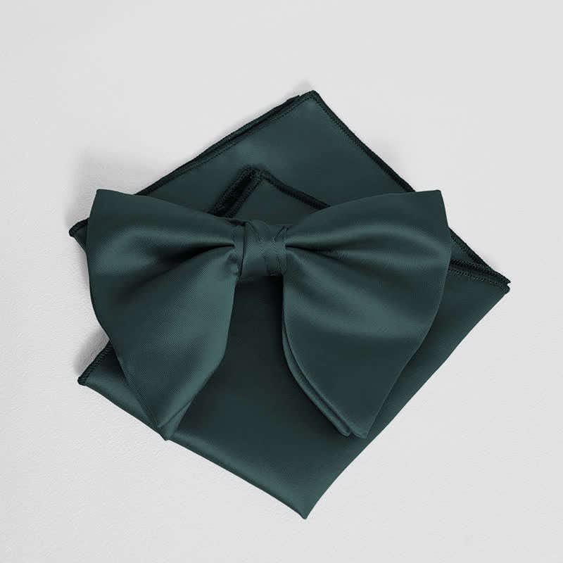 Pañuelo de bolsillo extragrande con lazo puntiagudo de color liso estilo británico para hombre