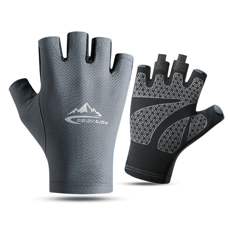 Guantes de medio dedo transpirables con protección solar de seda helada para exteriores
