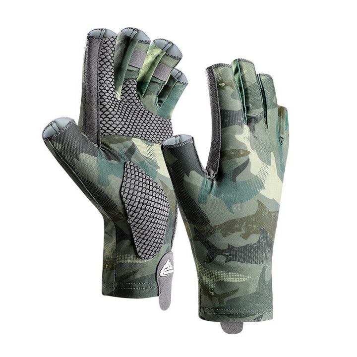 Guantes de seda de hielo de medio dedo, elásticos, transpirables y antideslizantes para exteriores