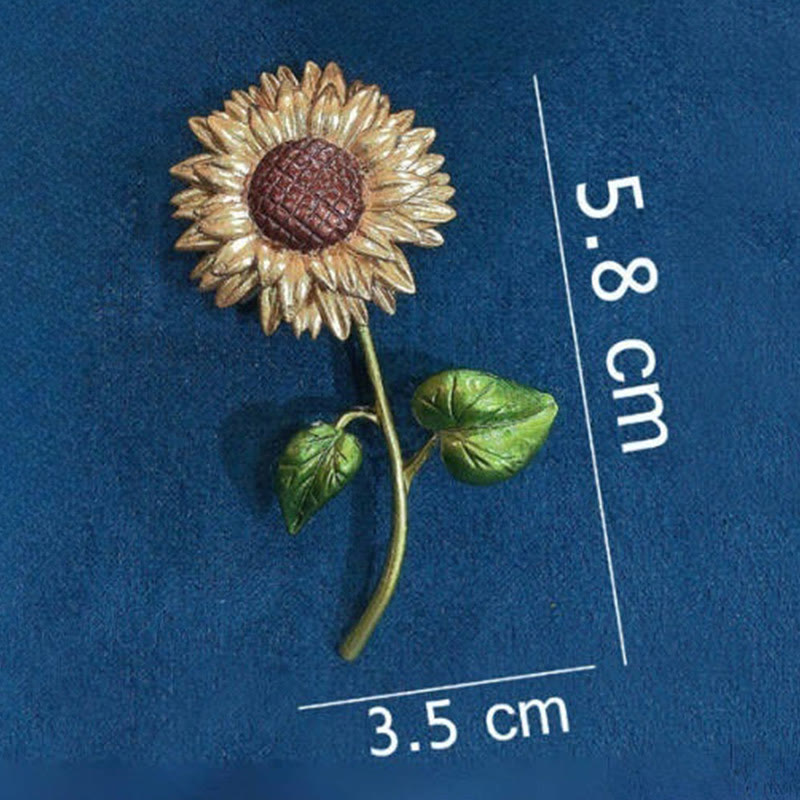 Broche de esmalte de girasol para mujer