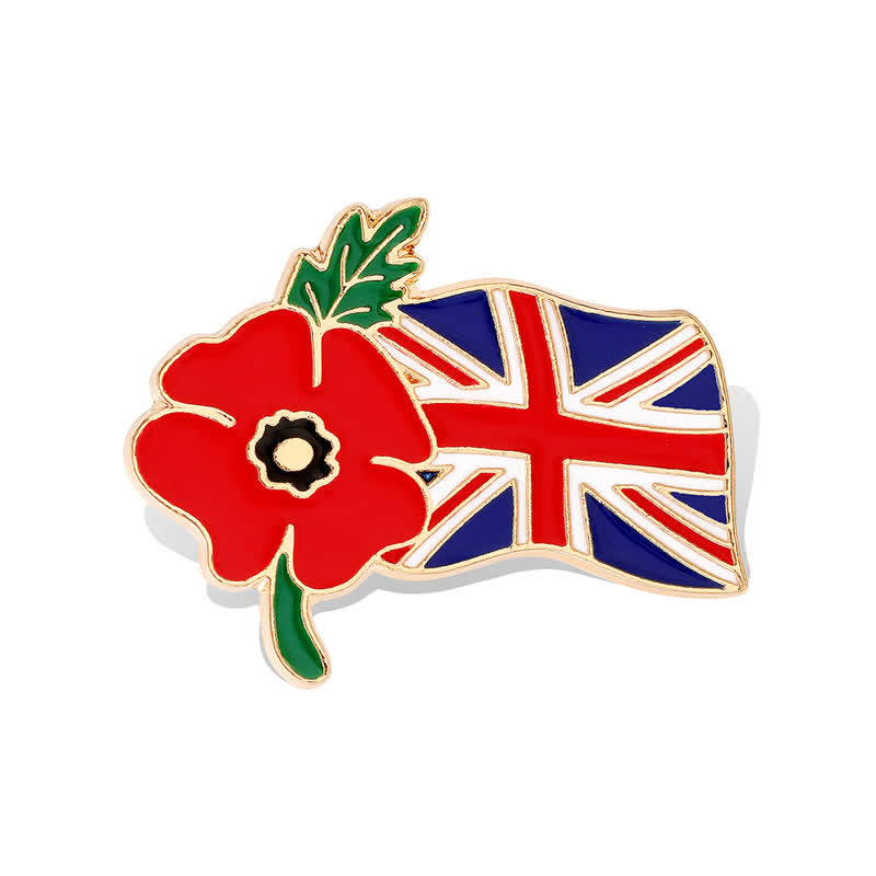 Broche de amapola esmaltada con la bandera británica del Día del Recuerdo