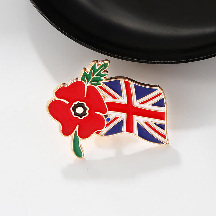 Broche de amapola esmaltada con la bandera británica del Día del Recuerdo