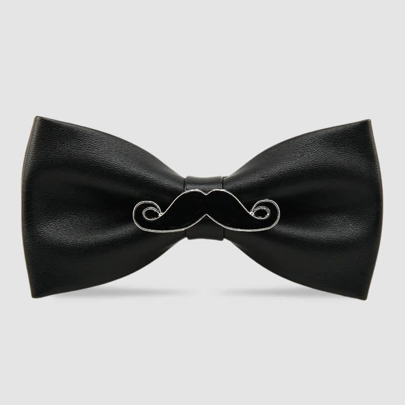 Pajarita de cuero con bigote de metal para hombre