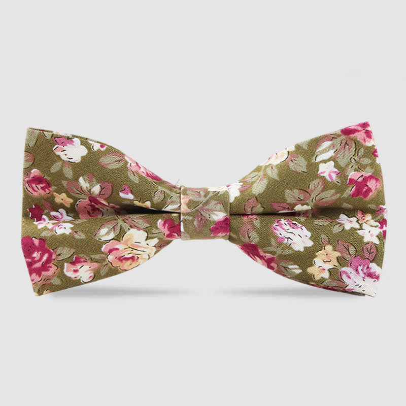 Pajarita de algodón con estampado floral de bosque para hombre