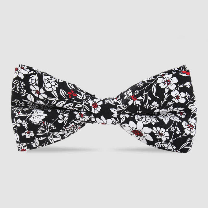 Pajarita de algodón con estampado floral de bosque para hombre