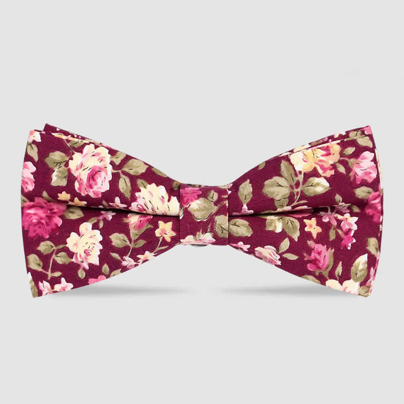 Pajarita de algodón con estampado floral de bosque para hombre