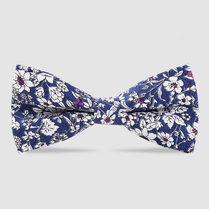 Pajarita de algodón con estampado floral de bosque para hombre