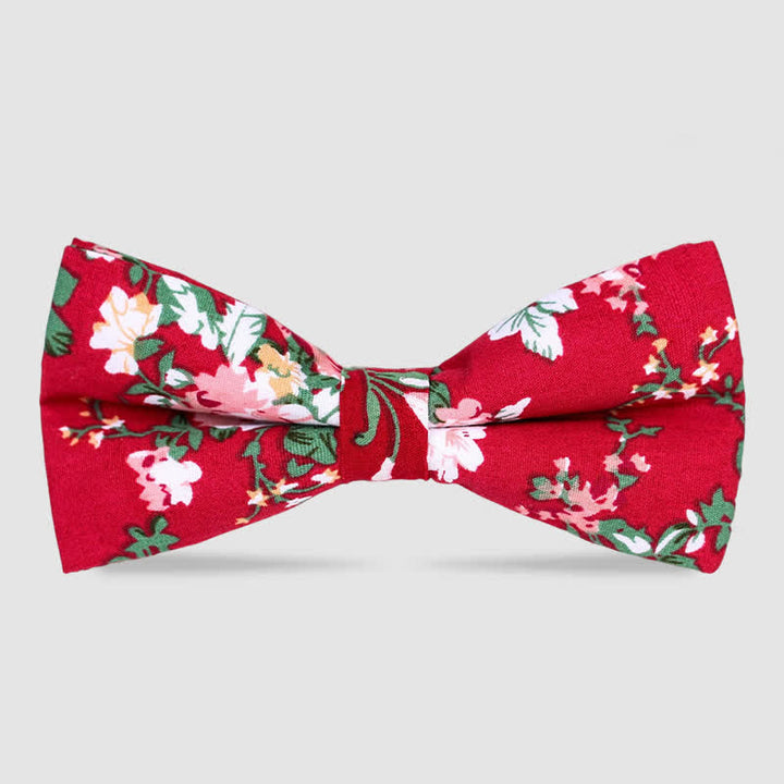 Pajarita de algodón con estampado floral de bosque para hombre