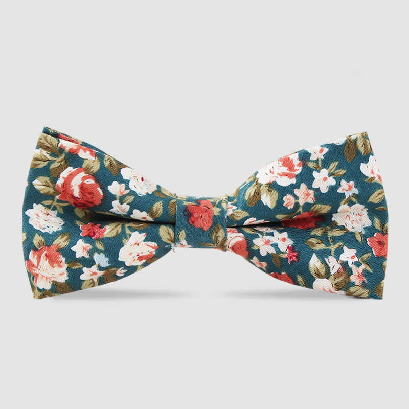 Pajarita de algodón con estampado floral de bosque para hombre