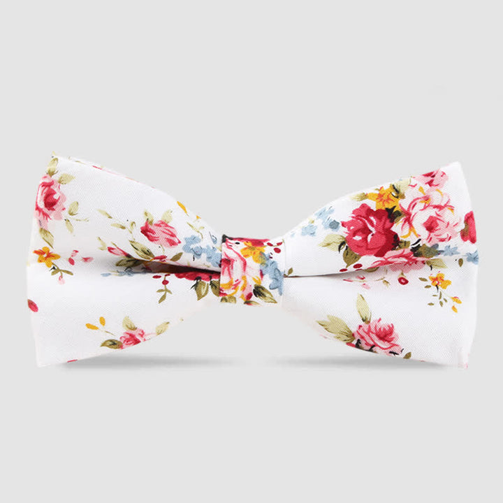 Pajarita de algodón con estampado floral de bosque para hombre