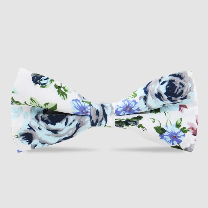 Pajarita de algodón con estampado floral de bosque para hombre