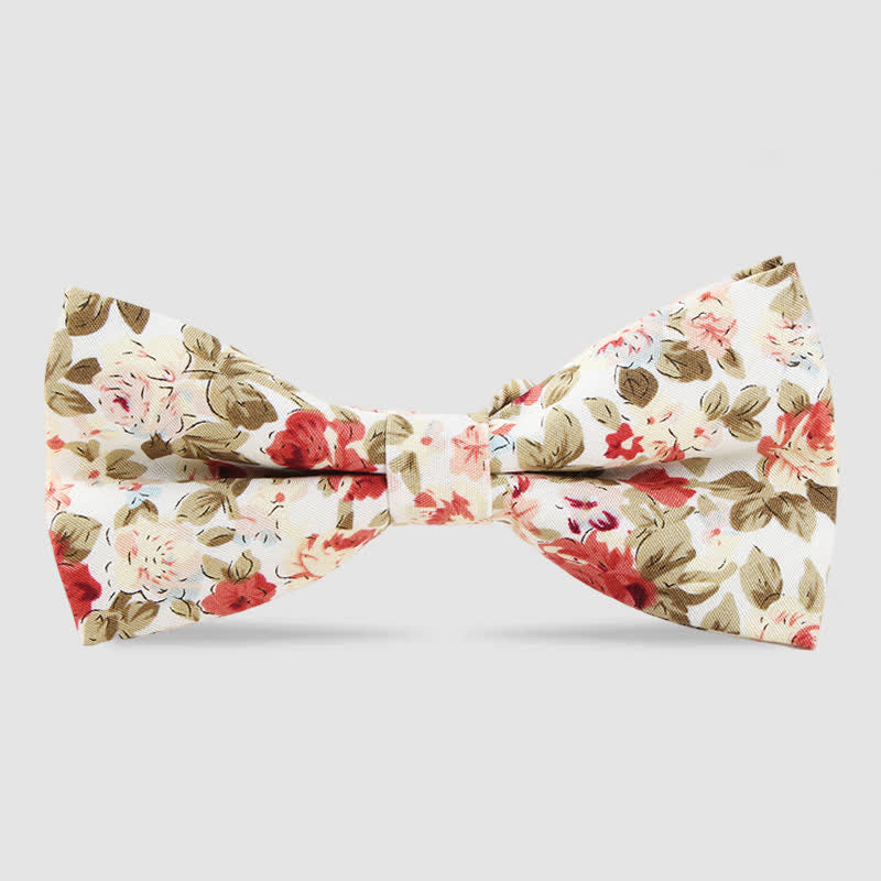 Pajarita de algodón con estampado floral de bosque para hombre