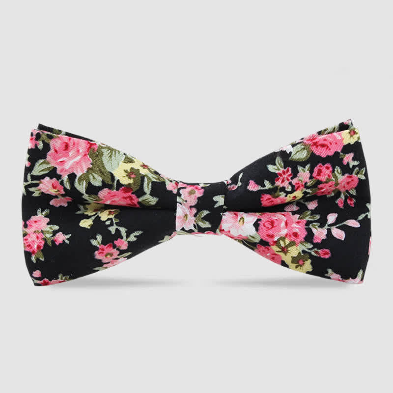 Pajarita de algodón con estampado floral de bosque para hombre