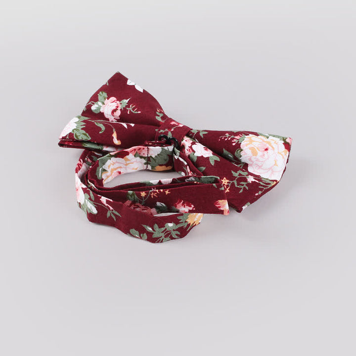 Pajarita de algodón con estampado floral de bosque para hombre