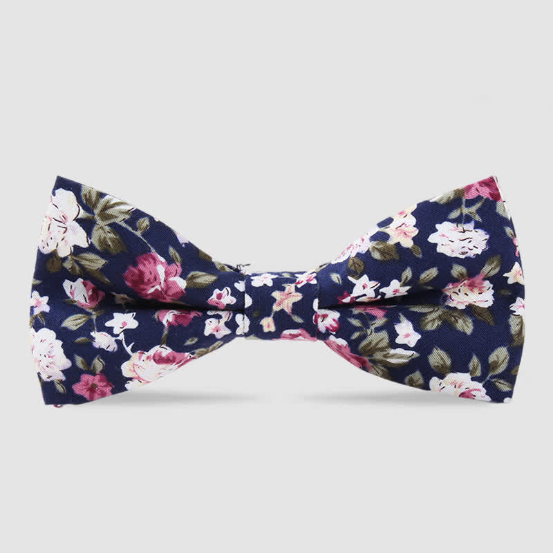 Pajarita de algodón con estampado floral de bosque para hombre