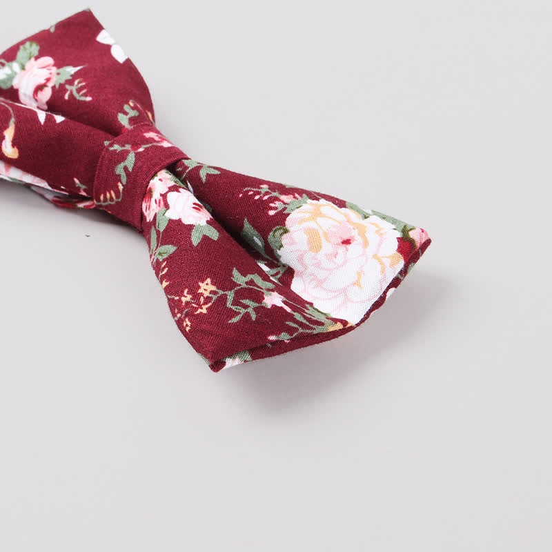 Pajarita de algodón con estampado floral de bosque para hombre