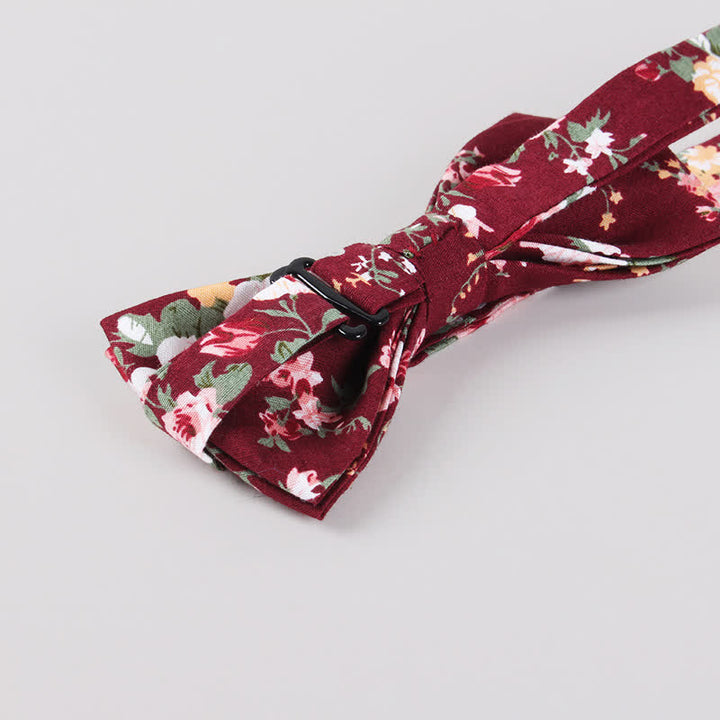 Pajarita de algodón con estampado floral de bosque para hombre