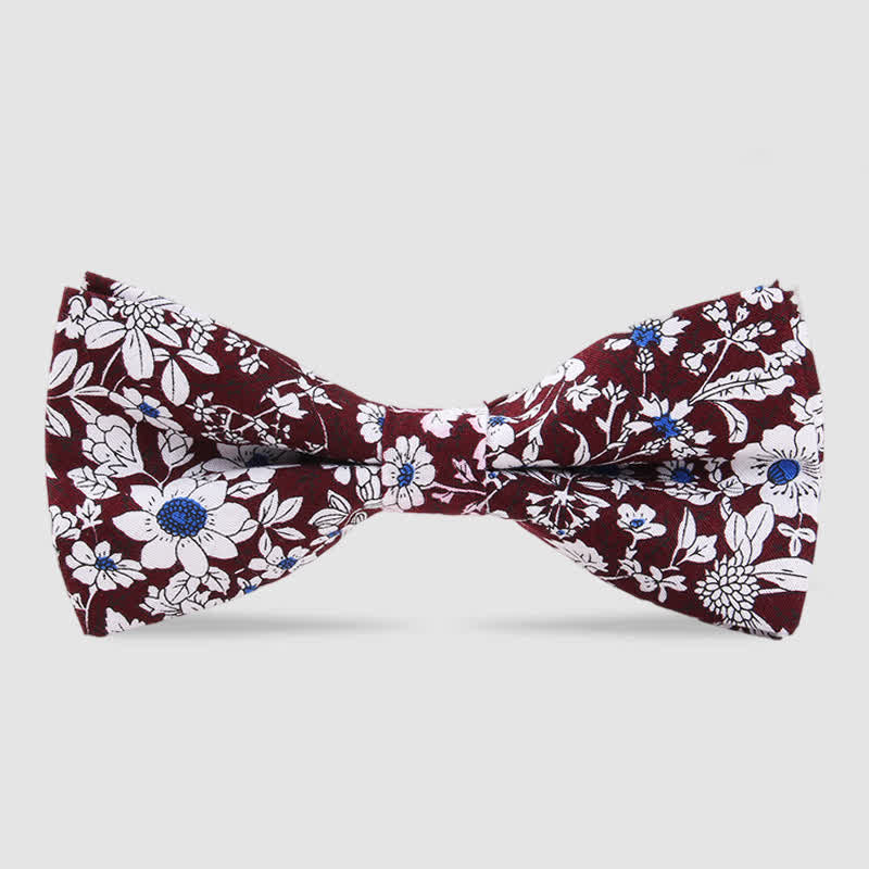Pajarita de algodón con estampado floral de bosque para hombre