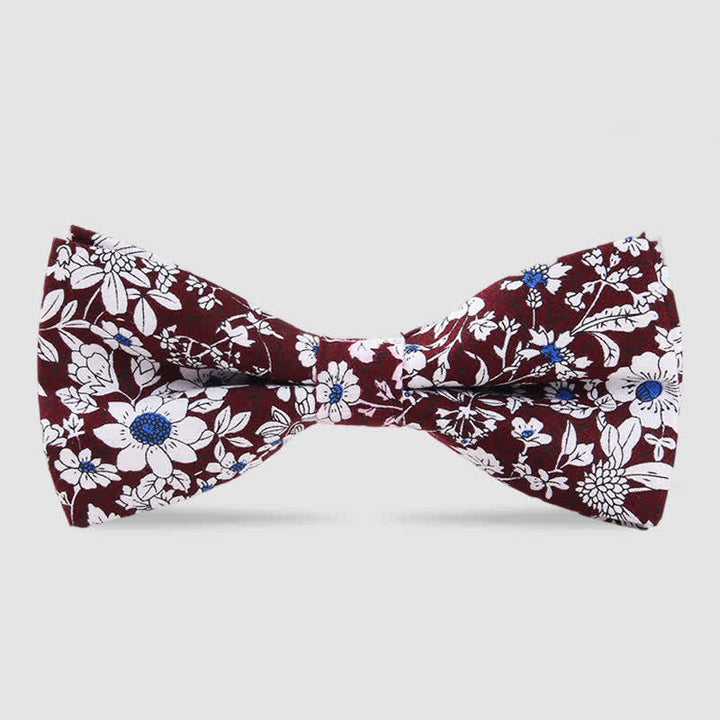 Pajarita de algodón con estampado floral de bosque para hombre