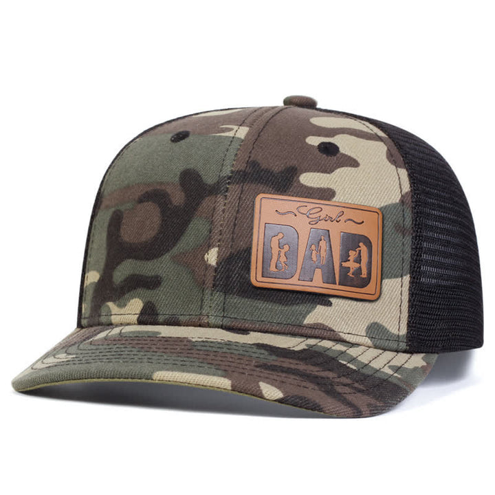Gorra de camionero ajustable con parche de cuero para papá