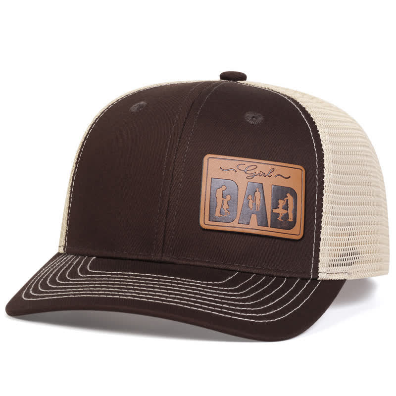 Gorra de camionero ajustable con parche de cuero para papá