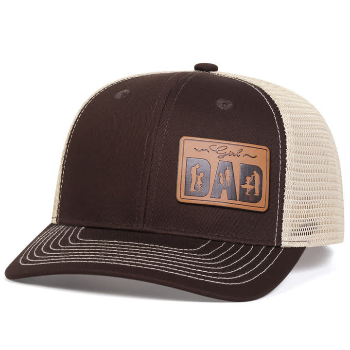 Gorra de camionero ajustable con parche de cuero para papá