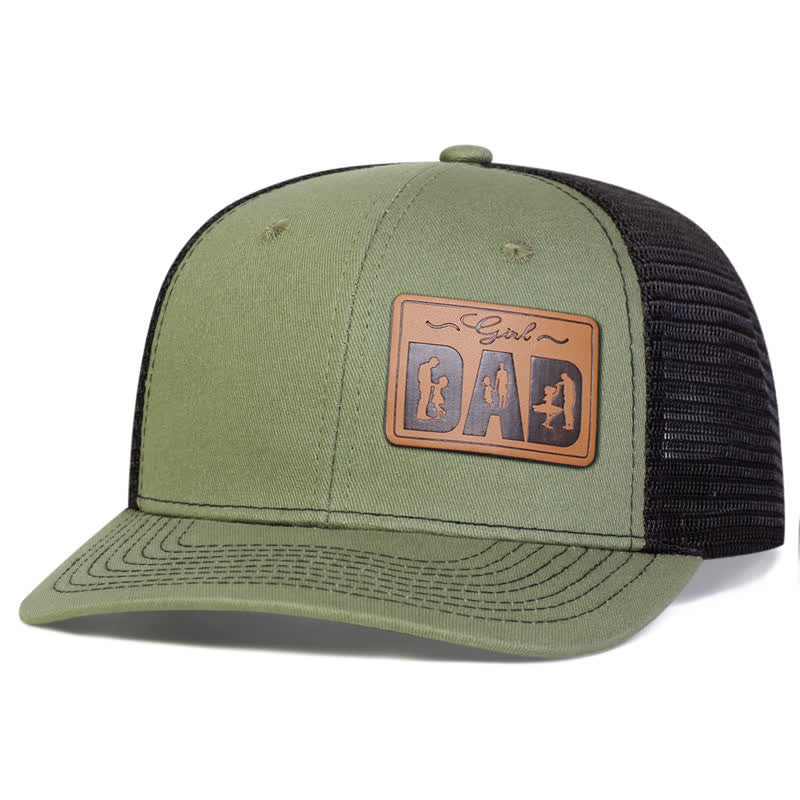 Gorra de camionero ajustable con parche de cuero para papá