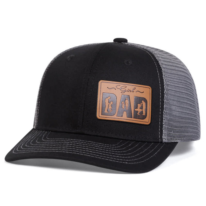 Gorra de camionero ajustable con parche de cuero para papá