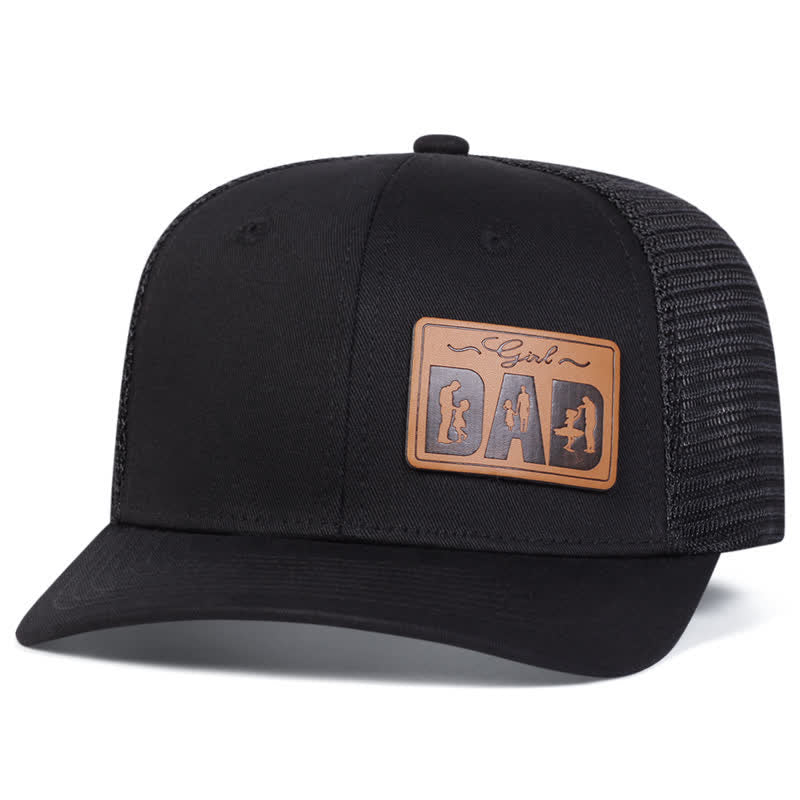 Gorra de camionero ajustable con parche de cuero para papá
