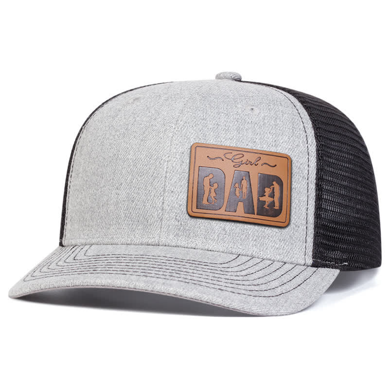 Gorra de camionero ajustable con parche de cuero para papá