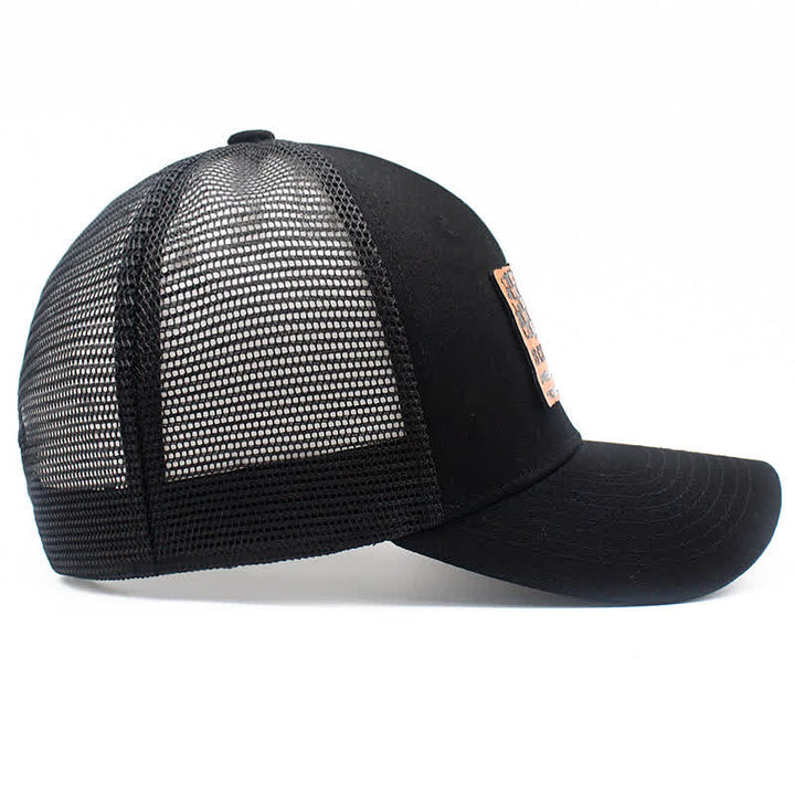 Gorra de camionero con parche de etiqueta de cuero y bandera de EE. UU. UU. "El mejor papá del mundo"