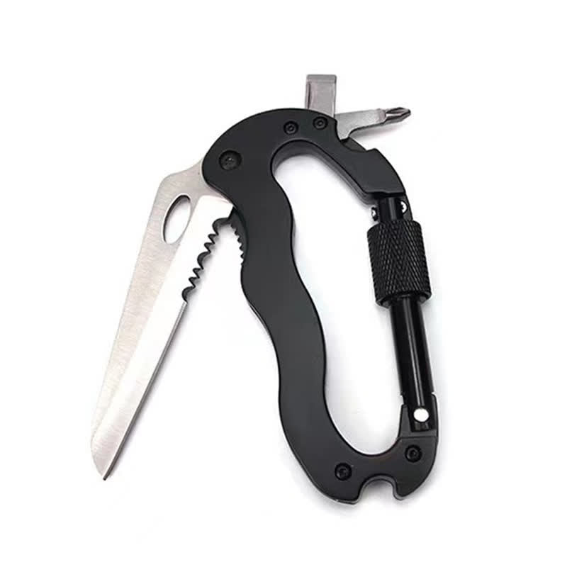 Navaja plegable multiherramienta 5 en 1 con hebilla en forma de D y mosquetón