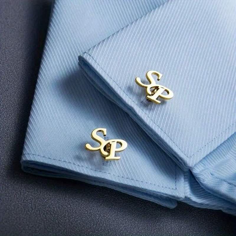 Juego de 1 par de gemelos de traje con cubiertas de botones y letras personalizadas.