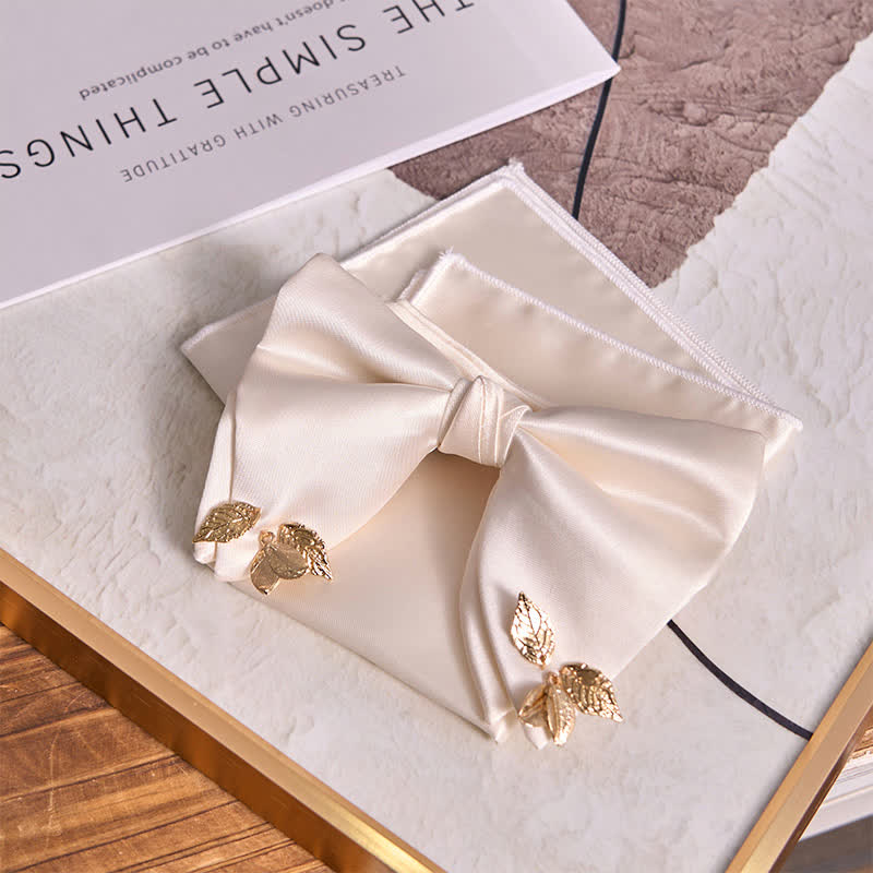 Pañuelo de bolsillo extragrande con hojas y doble capa para hombre